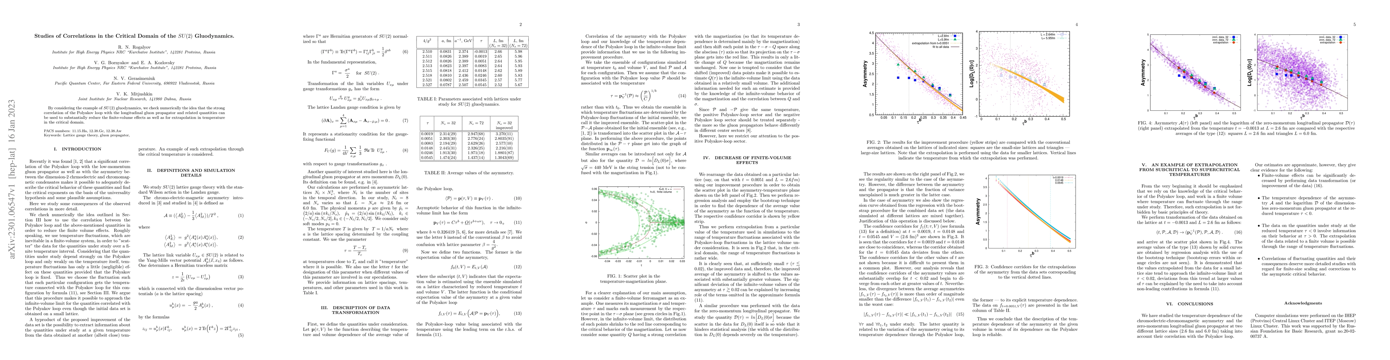 Thumbnail for Studies of Correlations in the Critical Domain of the $SU(2)$
  Gluodynamics