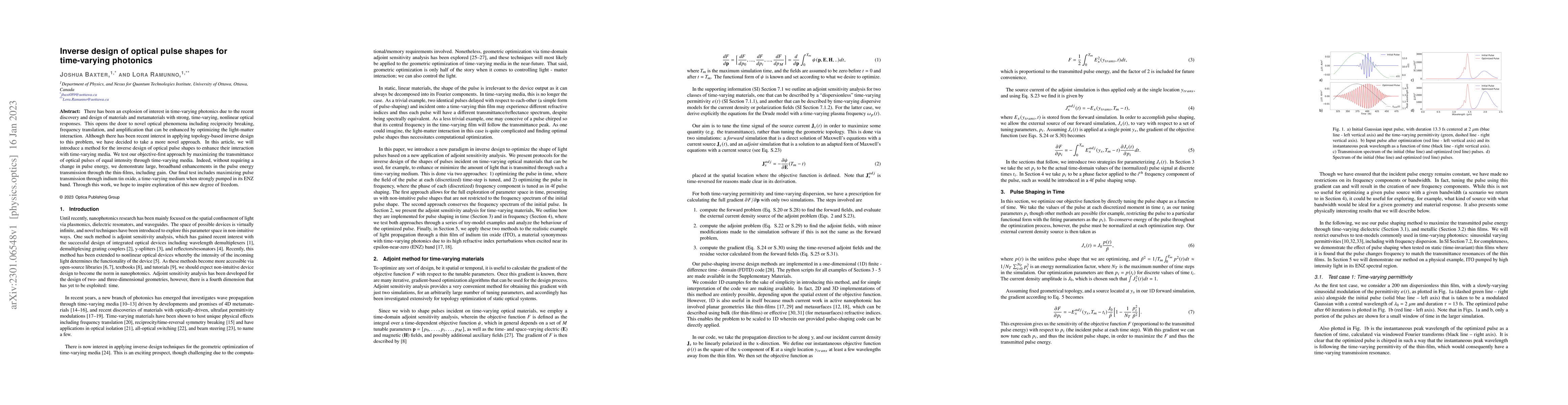 Thumbnail for Inverse design of optical pulse shapes for time-varying photonics