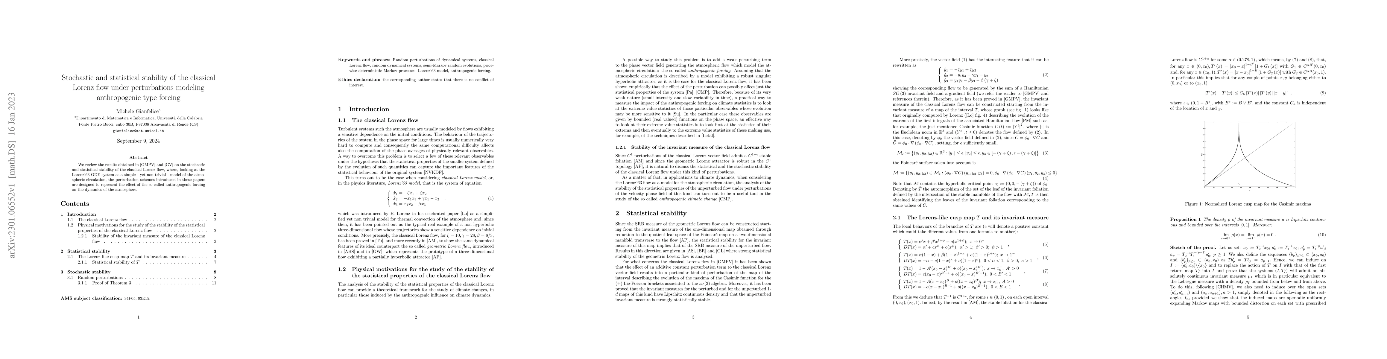 Thumbnail for Stochastic and statistical stability of the classical Lorenz flow under
  perturbations modeling anthropogenic type forcing