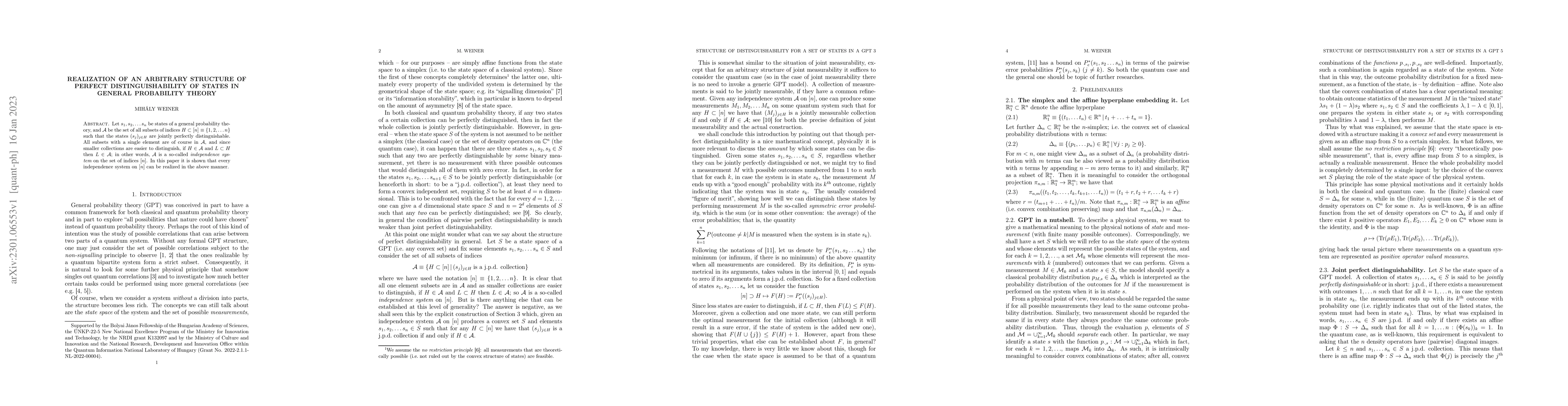 Thumbnail for Realization of an arbitrary structure of perfect distinguishability of
  states in general probability theory