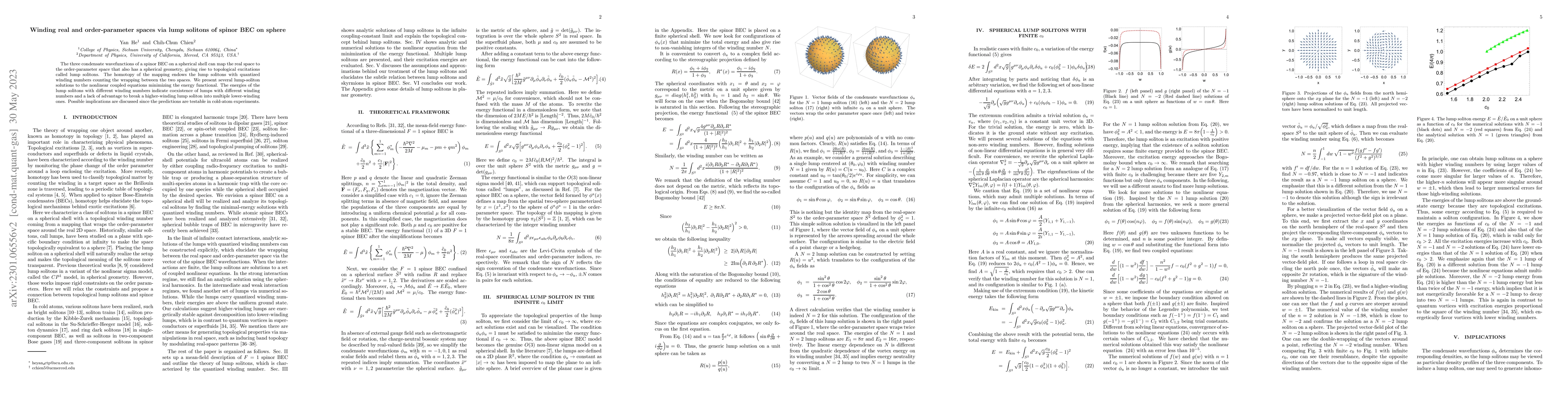 Thumbnail for Winding real and order-parameter spaces via lump solitons of spinor BEC
  on sphere