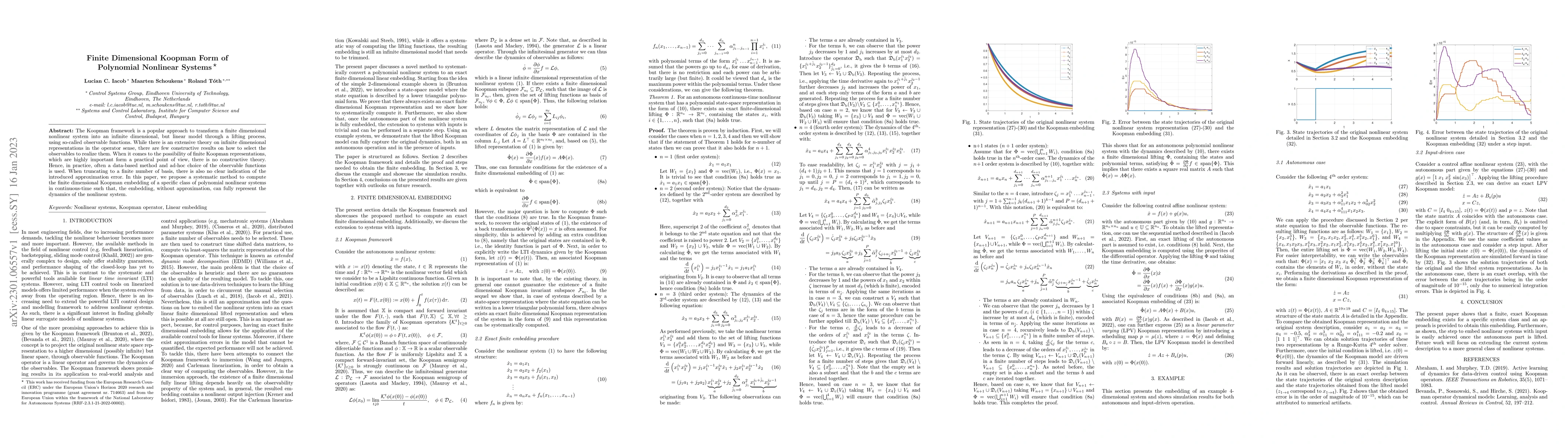 Thumbnail for Finite Dimensional Koopman Form of Polynomial Nonlinear Systems