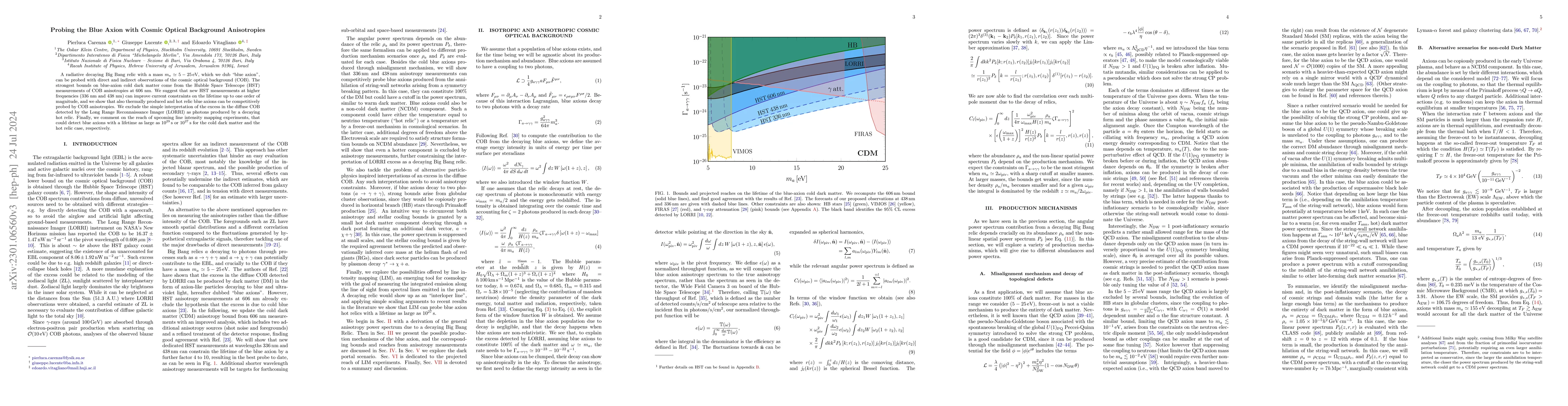 Thumbnail for Probing the Blue Axion with Cosmic Optical Background Anisotropies
