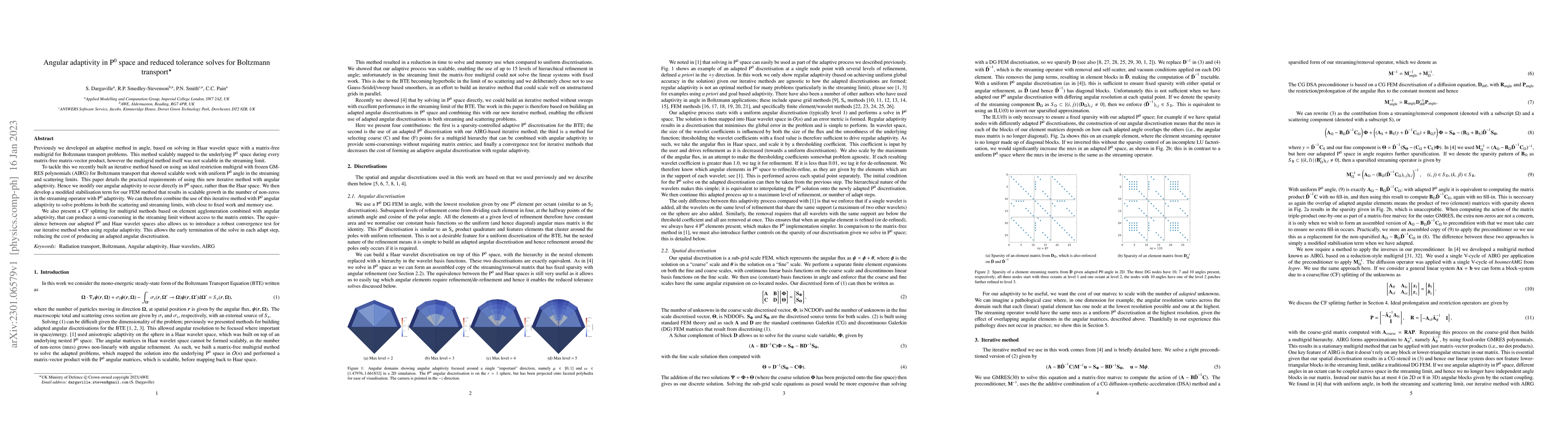 Thumbnail for Angular adaptivity in P0 space and reduced tolerance solves for
  Boltzmann transport