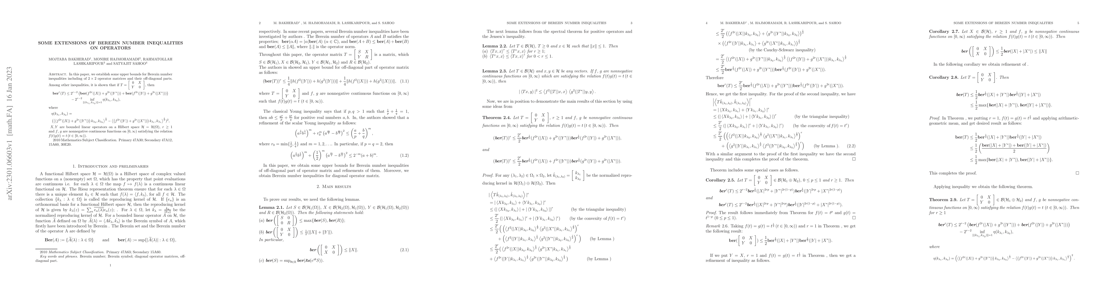 Thumbnail for Some extensions of Berezin number inequalities on operators