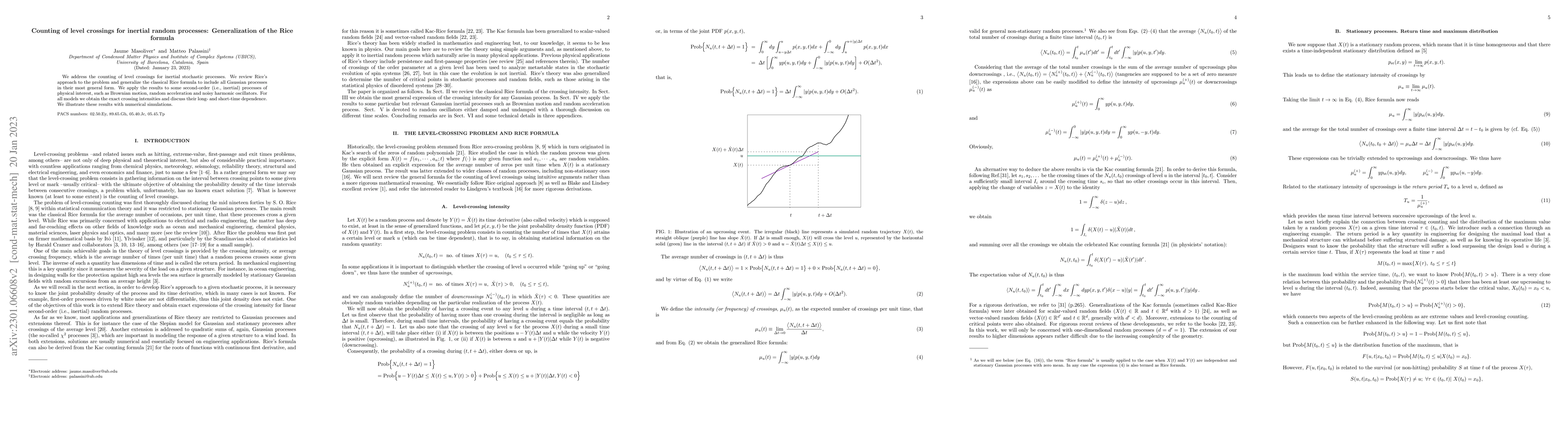 Thumbnail for Counting of level crossings for inertial random processes:
  Generalization of the Rice formula