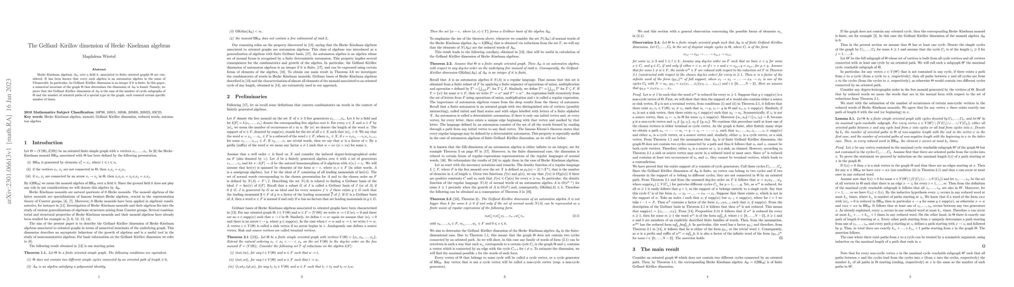 Thumbnail for The Gelfand-Kirillov dimension of Hecke-Kiselman algebras