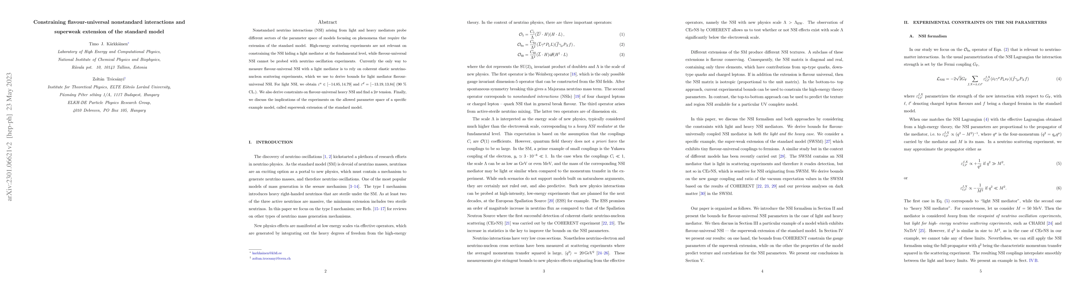 Thumbnail for Constraining flavour-universal nonstandard interactions and superweak
  extension of the standard model