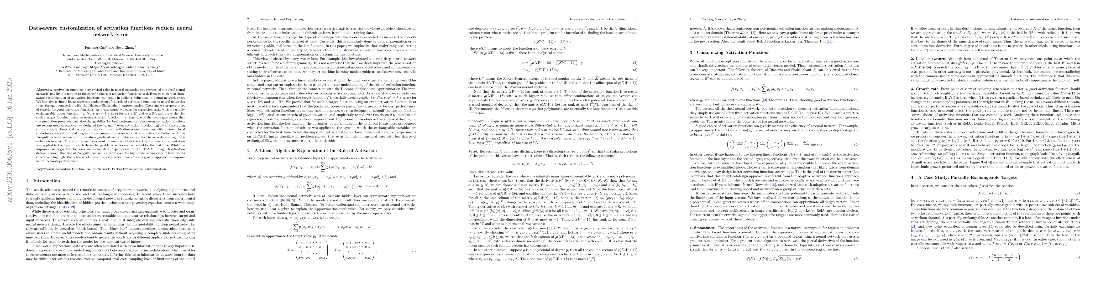 Thumbnail for Data-aware customization of activation functions reduces neural network
  error