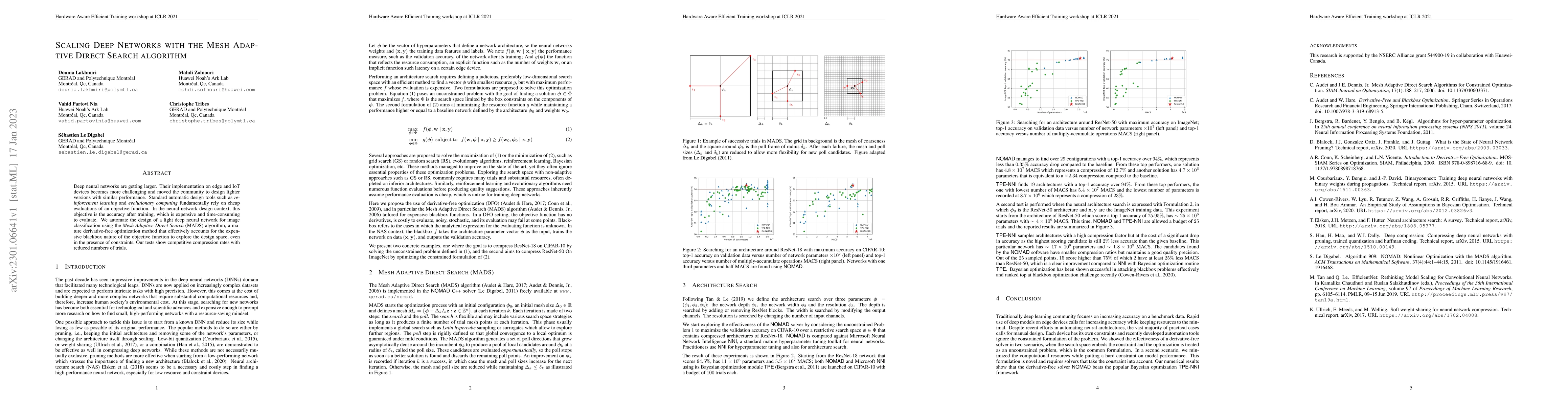 Thumbnail for Scaling Deep Networks with the Mesh Adaptive Direct Search algorithm