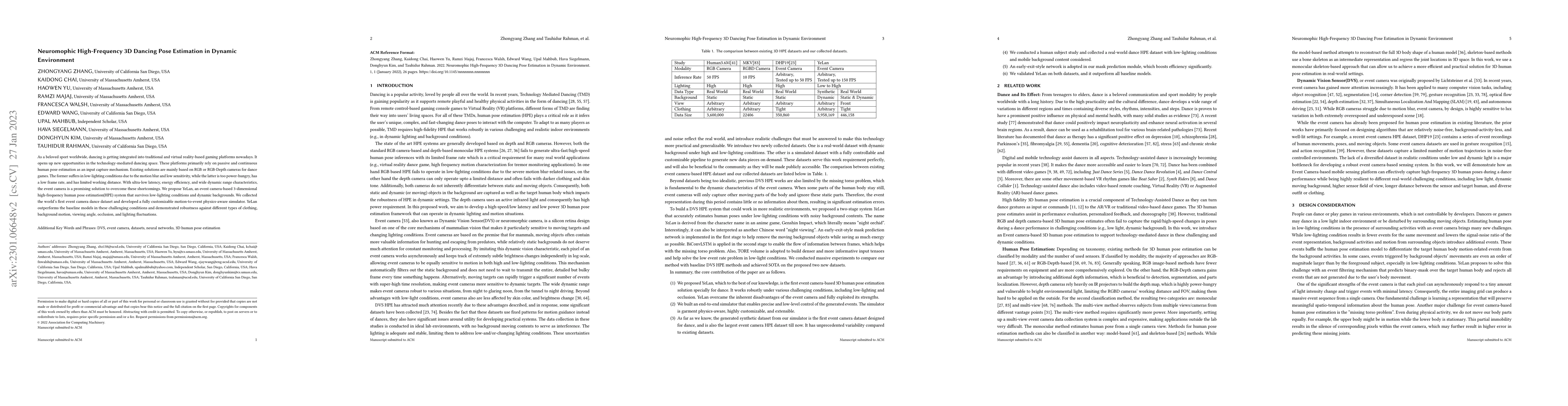 Thumbnail for Neuromorphic High-Frequency 3D Dancing Pose Estimation in Dynamic
  Environment