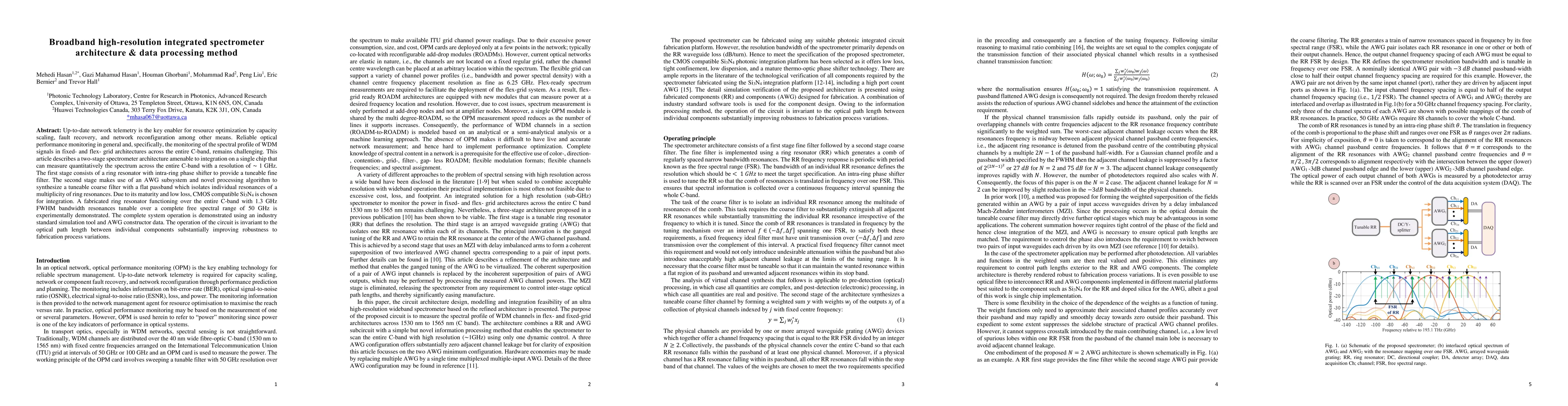 Thumbnail for Broadband high-resolution integrated spectrometer architecture & data
  processing method
