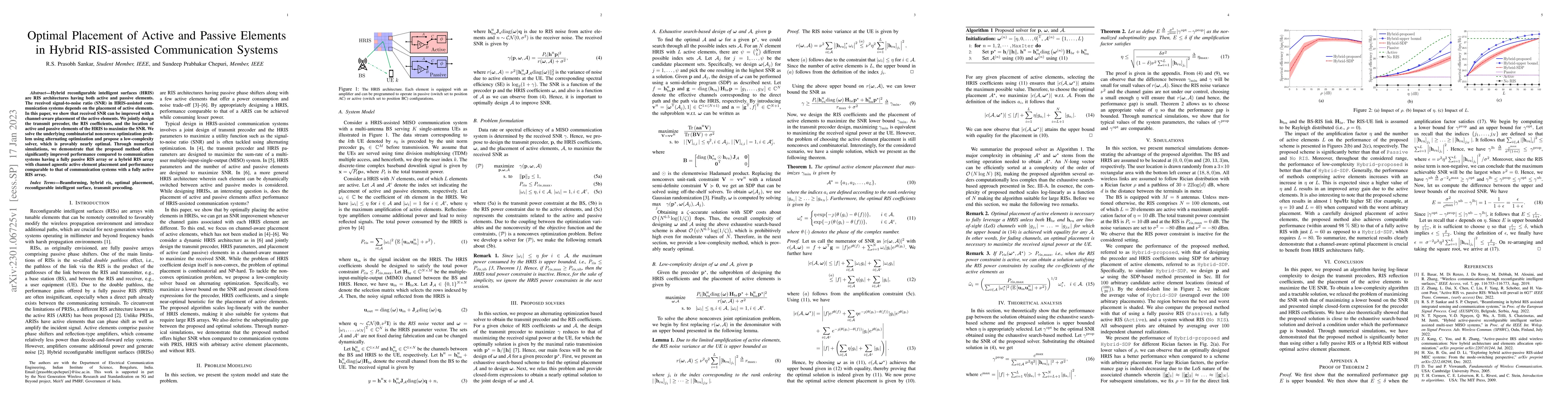 Thumbnail for Optimal Placement of Active and Passive Elements in Hybrid RIS-assisted
  Communication Systems