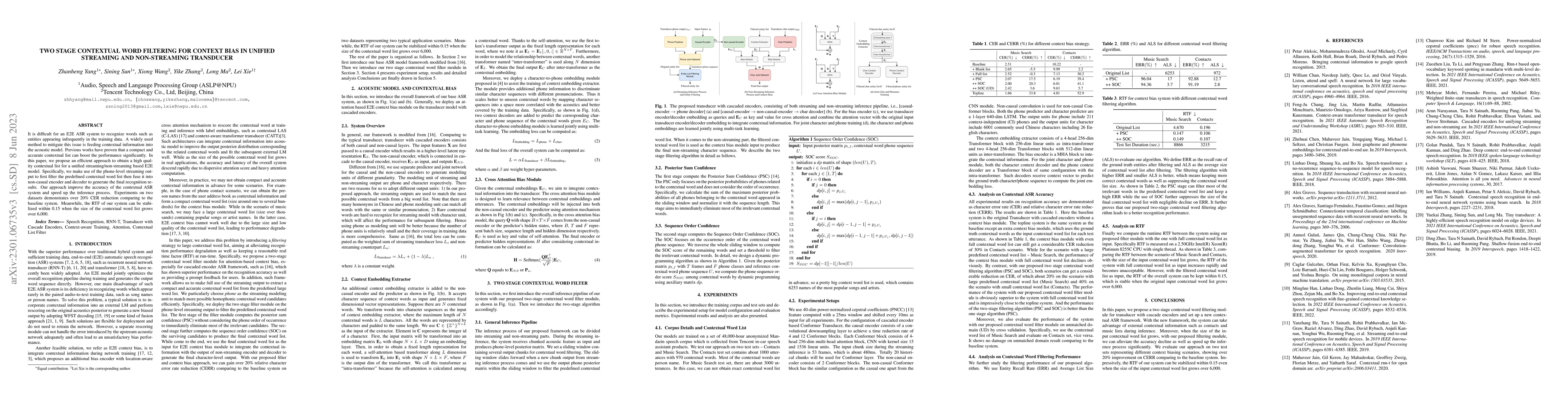 Thumbnail for Two Stage Contextual Word Filtering for Context bias in Unified
  Streaming and Non-streaming Transducer