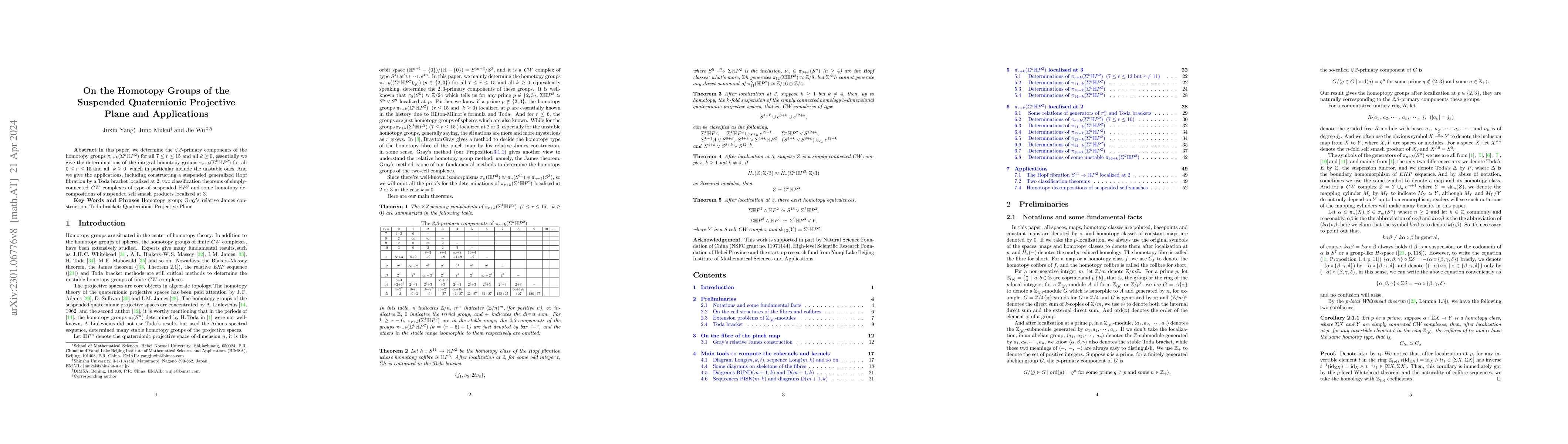 Thumbnail for On the Homotopy Groups of the Suspended Quaternionic Projective Plane
  and Applications
