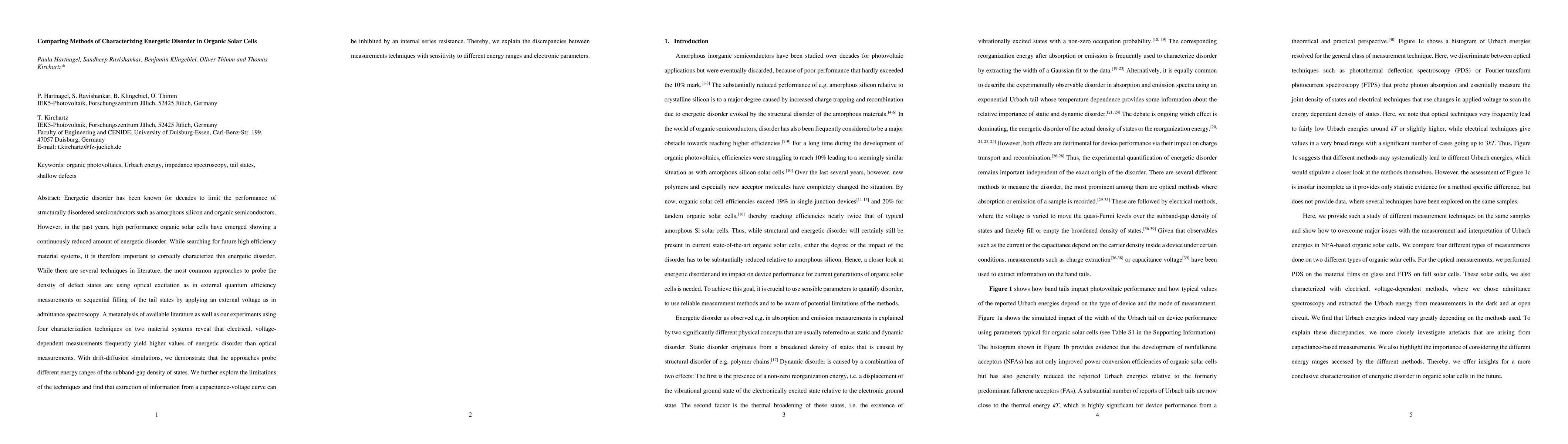 Thumbnail for Comparing Methods of Characterizing Energetic Disorder in Organic Solar
  Cells