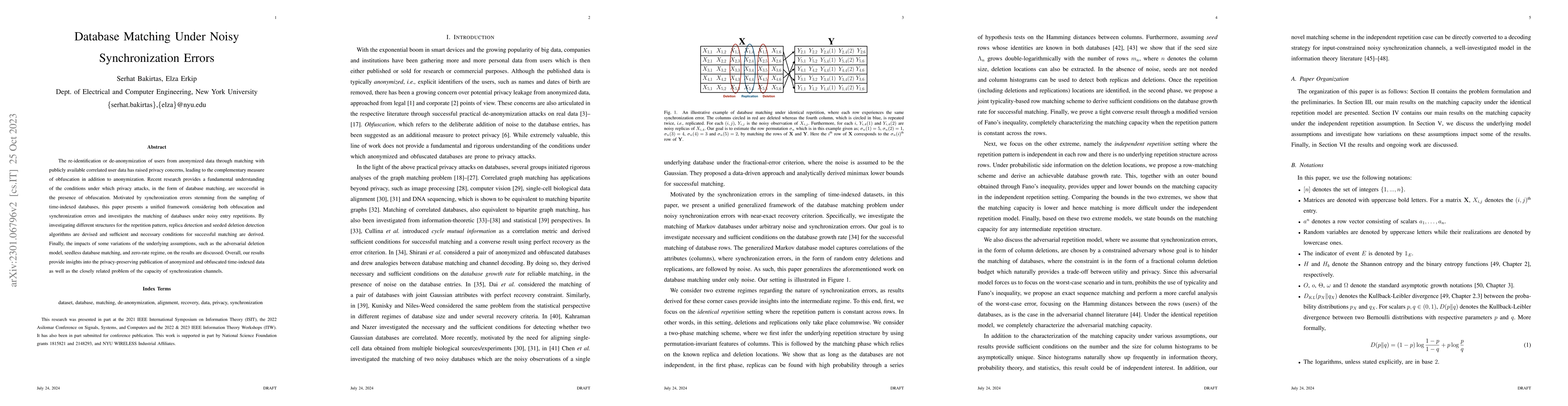 Thumbnail for Database Matching Under Noisy Synchronization Errors