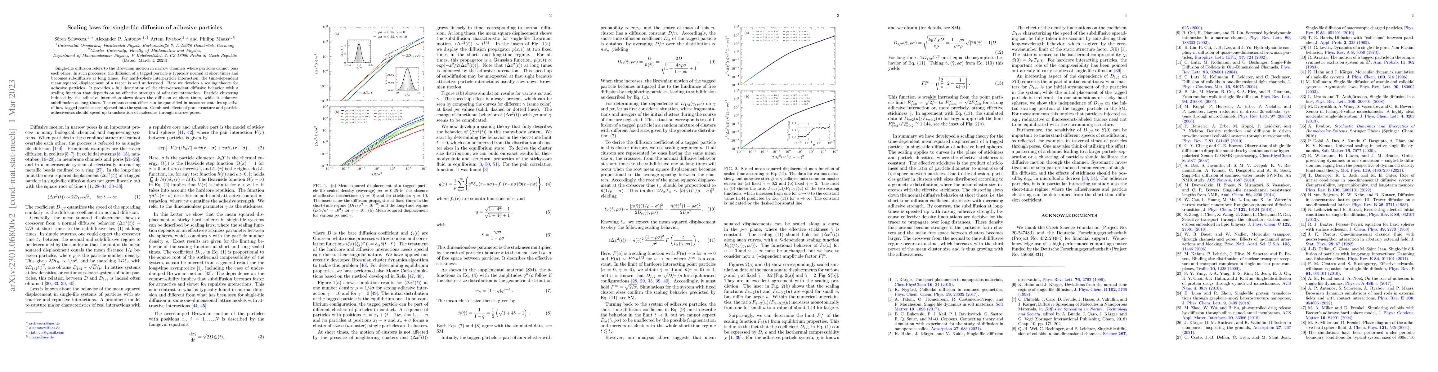 Thumbnail for Scaling laws for single-file diffusion of adhesive particles