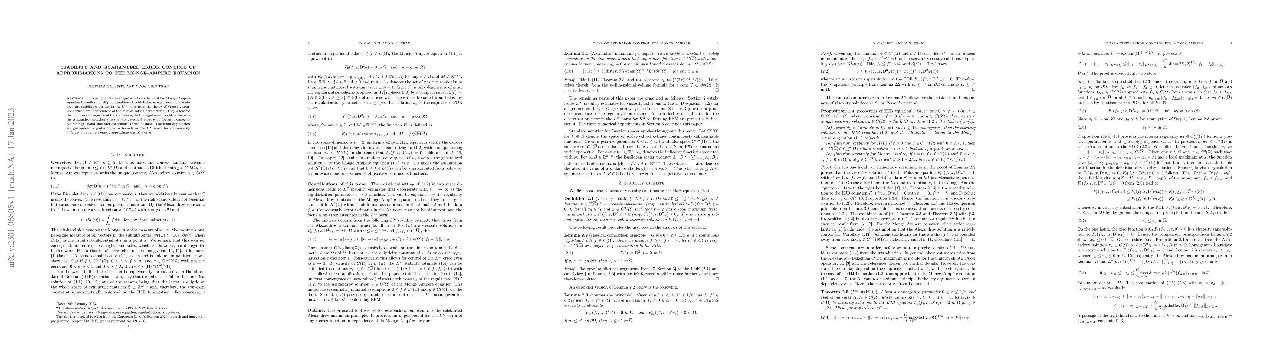 Thumbnail for Stability and guaranteed error control of approximations to the
  Monge--Amp\`ere equation