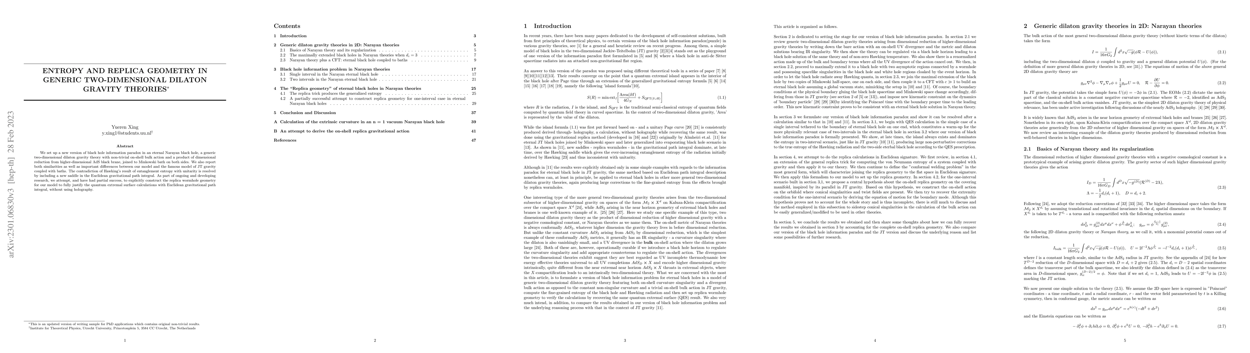 Thumbnail for Entropy and replica geometry in generic two-dimensional dilaton gravity
  theories