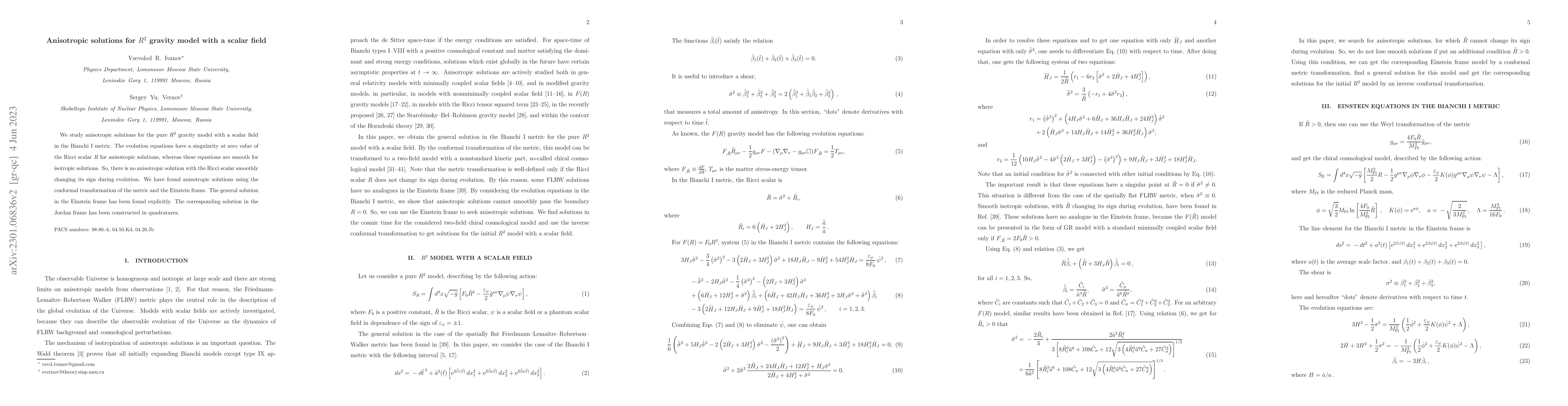 Thumbnail for Anisotropic solutions for $R^2$ gravity model with a scalar field