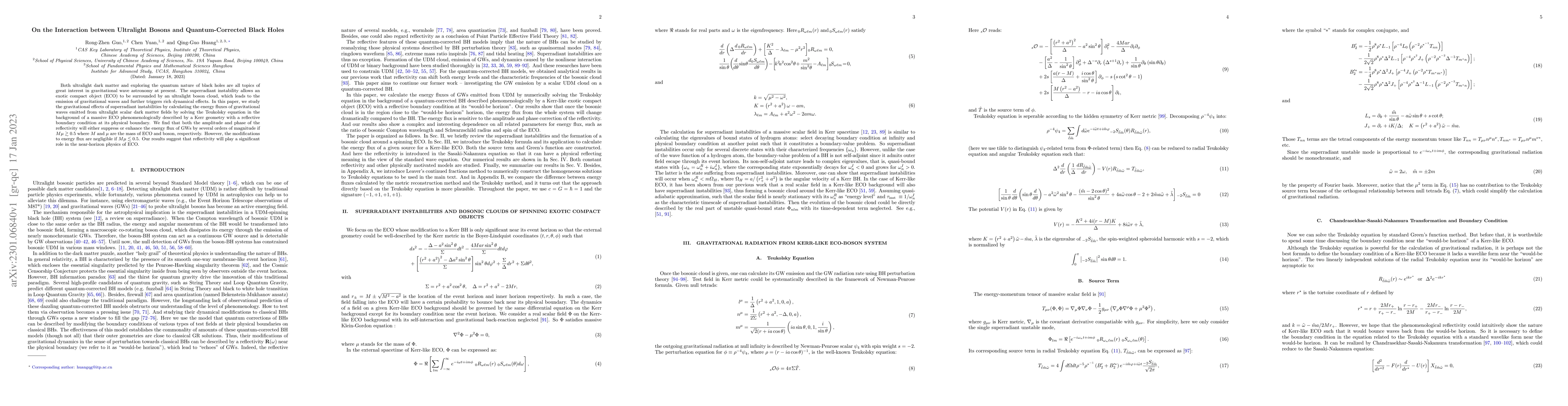 Thumbnail for On the Interaction between Ultralight Bosons and Quantum-Corrected Black
  Holes