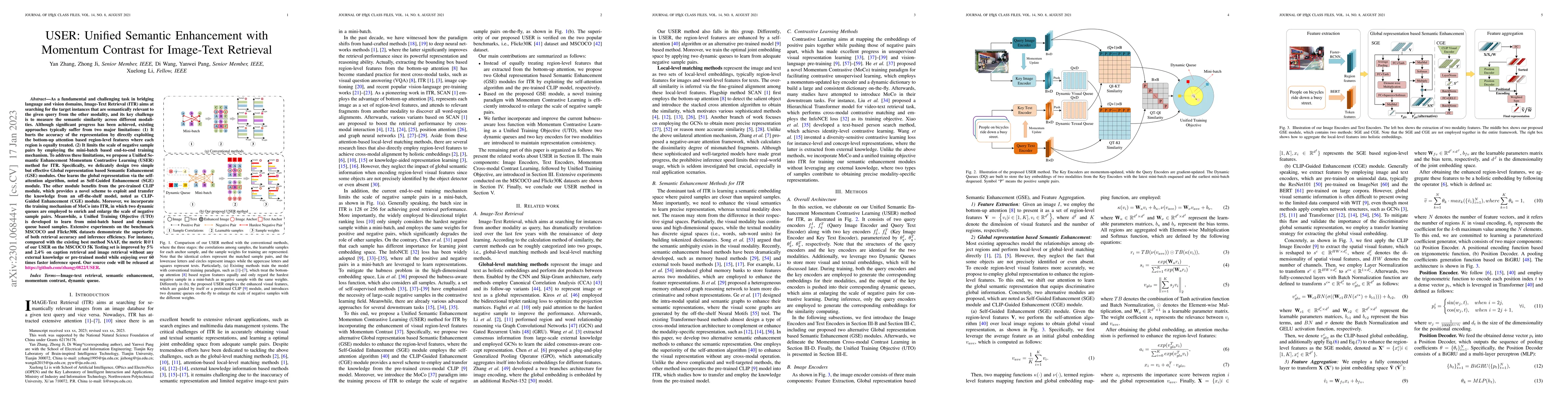Thumbnail for USER: Unified Semantic Enhancement with Momentum Contrast for Image-Text
  Retrieval