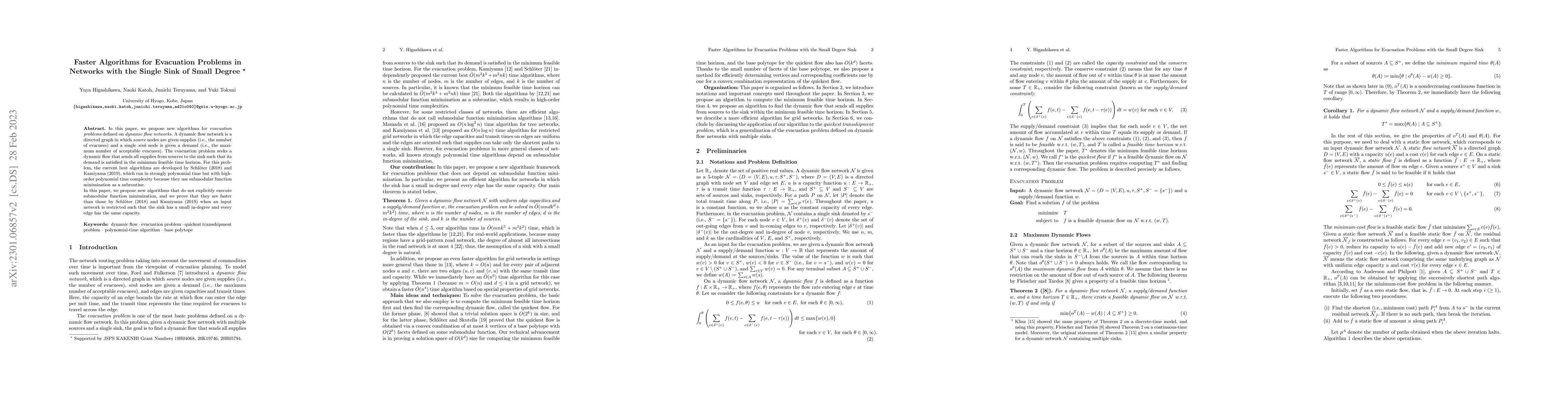 Thumbnail for Faster Algorithms for Evacuation Problems in Networks with the Single
  Sink of Small Degree