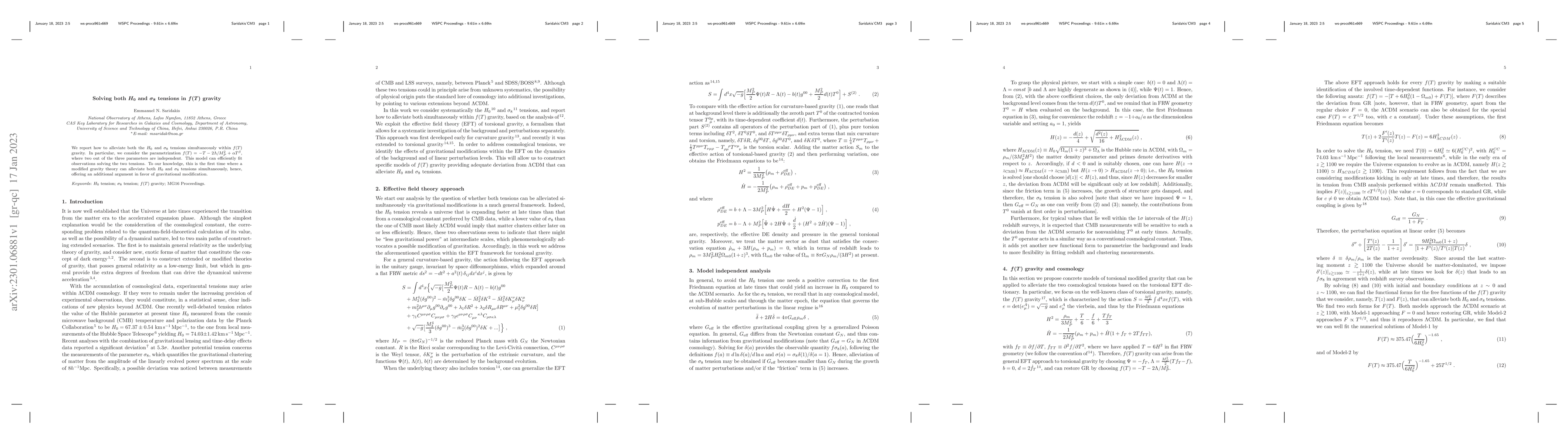 Thumbnail for Solving both $H_0$ and $\sigma_8$ tensions in $f(T)$ gravity