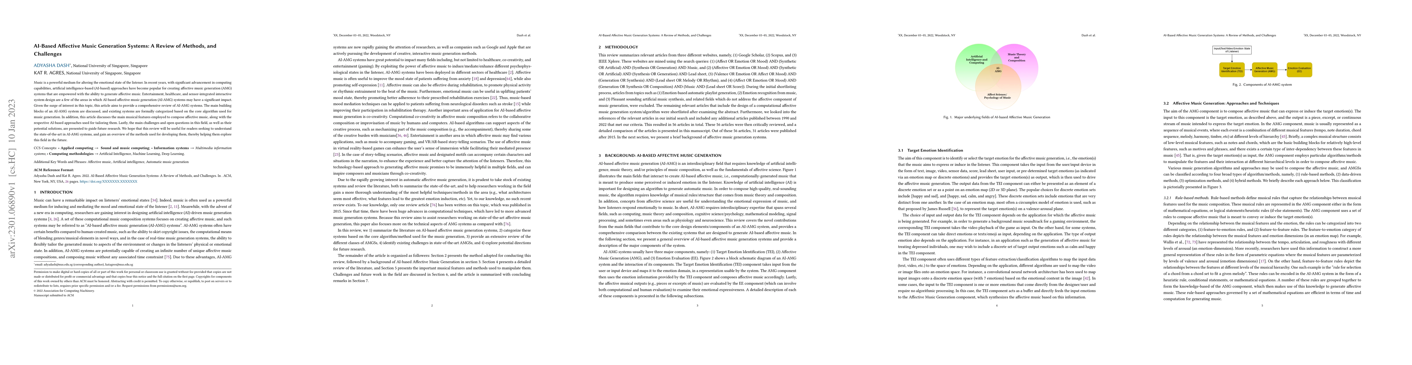 Thumbnail for AI-Based Affective Music Generation Systems: A Review of Methods, and
  Challenges