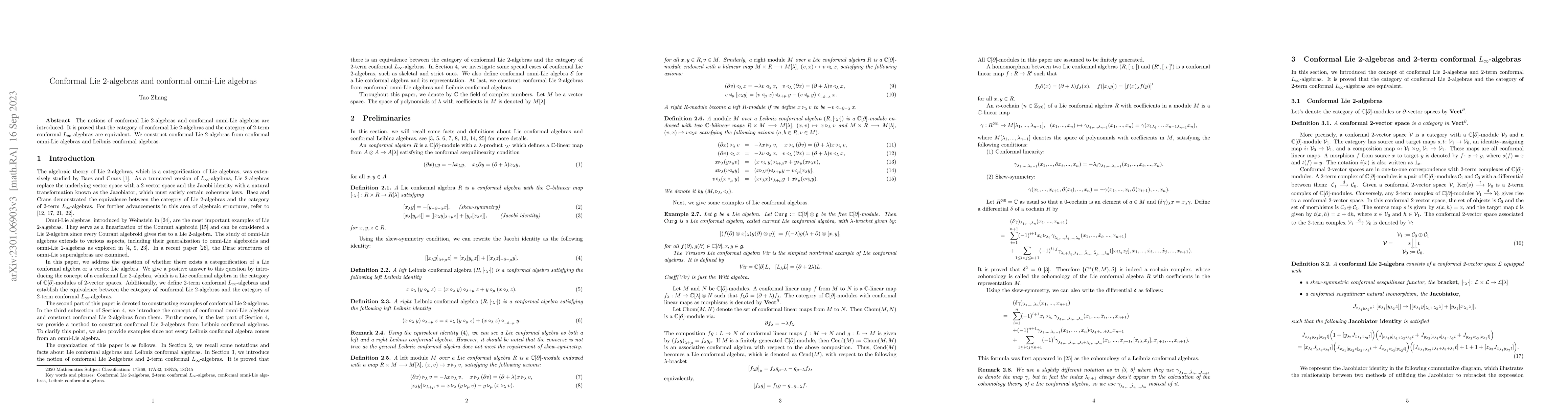 Thumbnail for Conformal Lie 2-algebras and conformal omni-Lie algebras