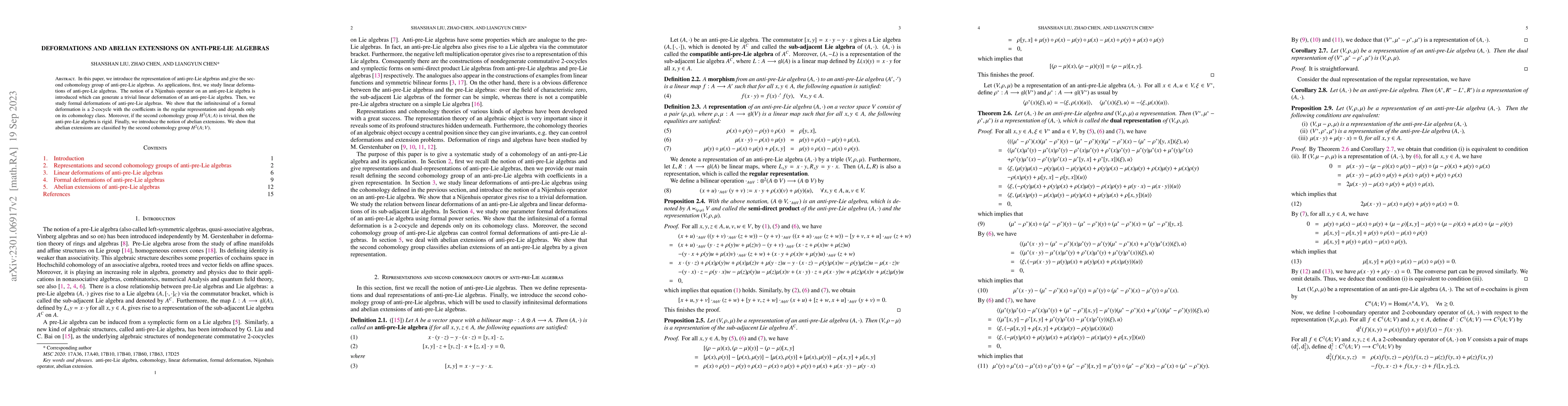 Thumbnail for Deformations and abelian extensions on anti-pre-Lie algebras