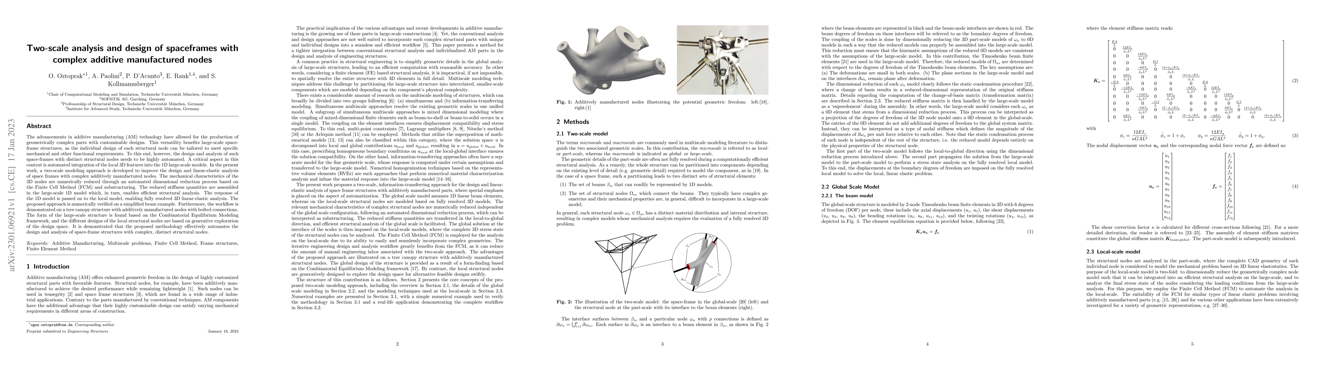 Thumbnail for Two-scale analysis and design of spaceframes with complex additive
  manufactured nodes