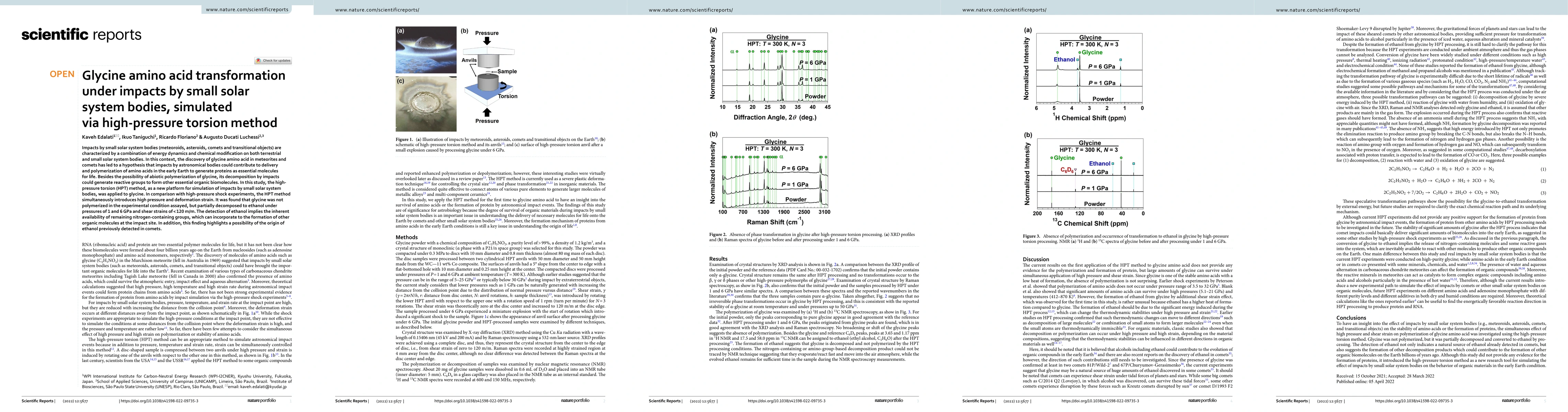 Thumbnail for Glycine amino acid transformation under impacts by small solar system
  bodies, simulated via high-pressure torsion method