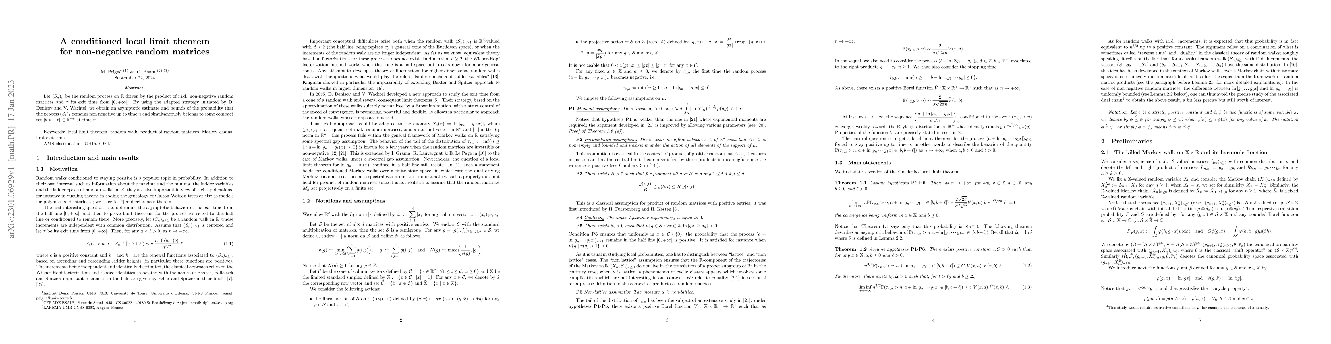 Thumbnail for A conditioned local limit theorem for non-negative random matrices