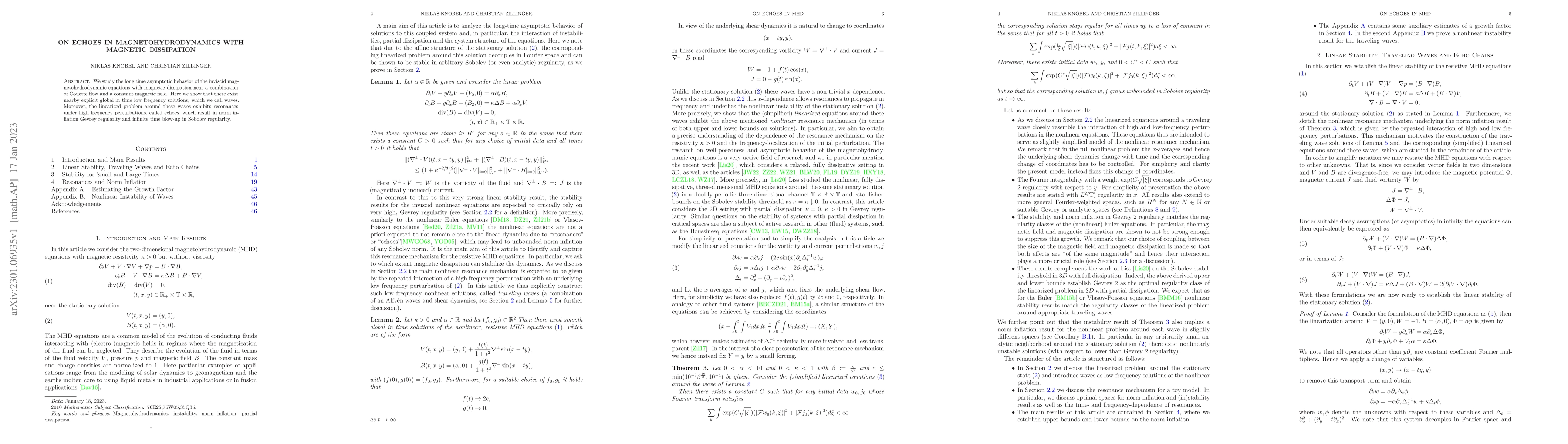 Thumbnail for On Echoes in Magnetohydrodynamics with Magnetic Dissipation
