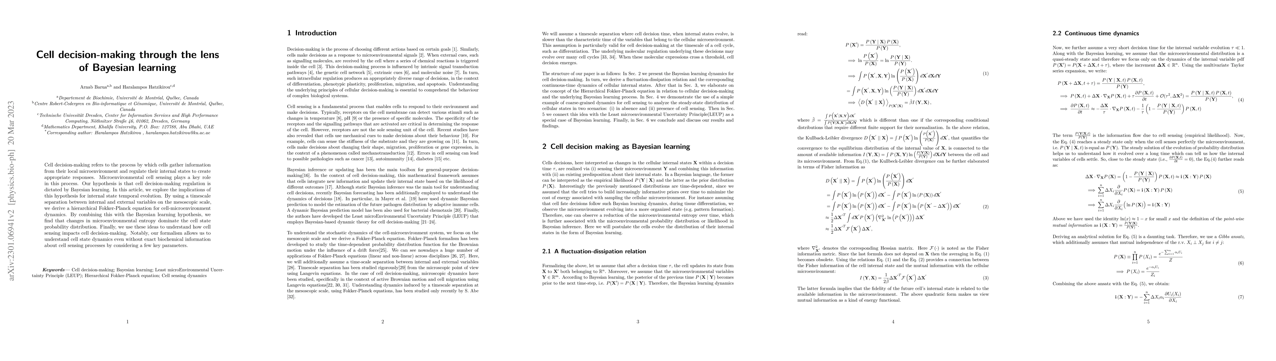 Thumbnail for Cell decision-making through the lens of Bayesian learning