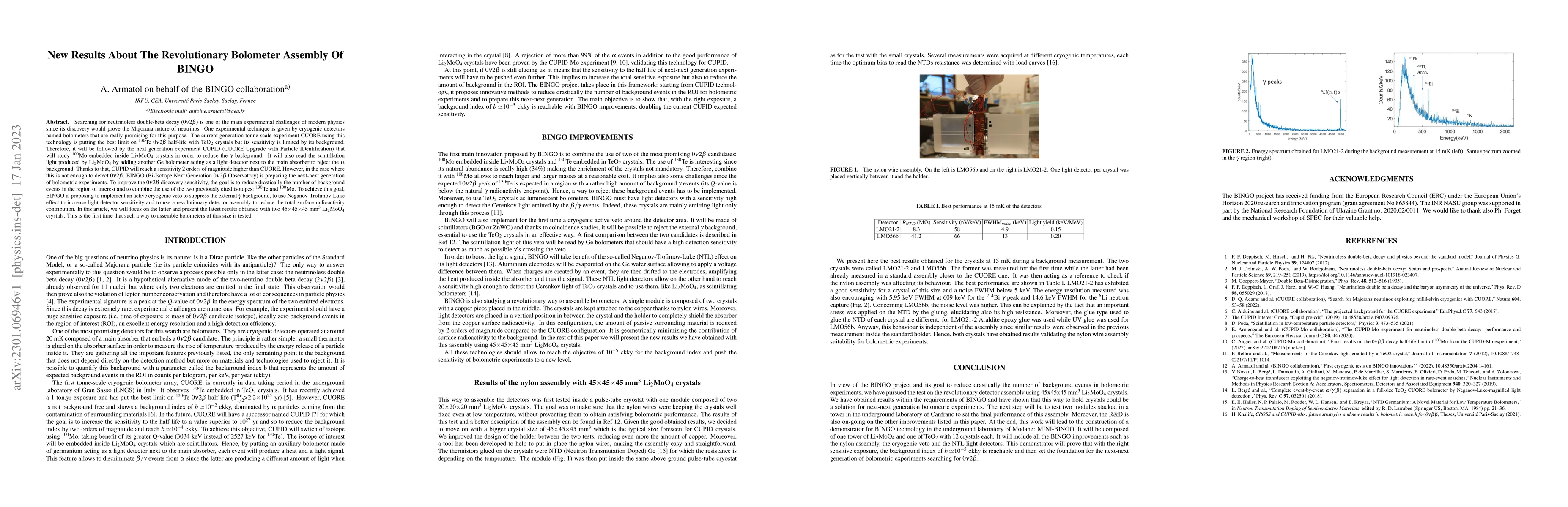 Thumbnail for New results about the revolutionary bolometer assembly of BINGO