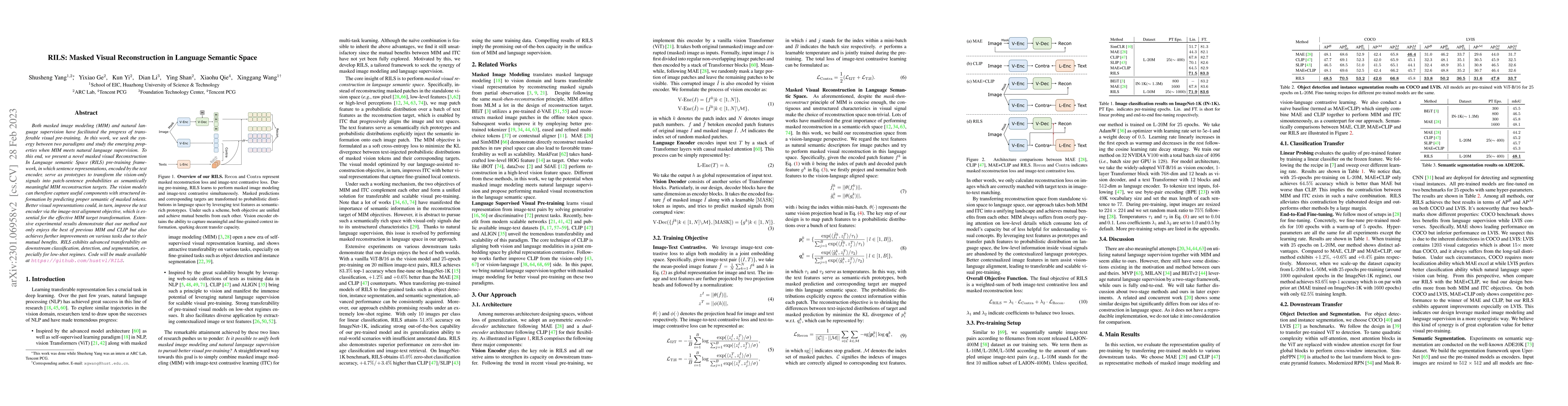 Thumbnail for RILS: Masked Visual Reconstruction in Language Semantic Space