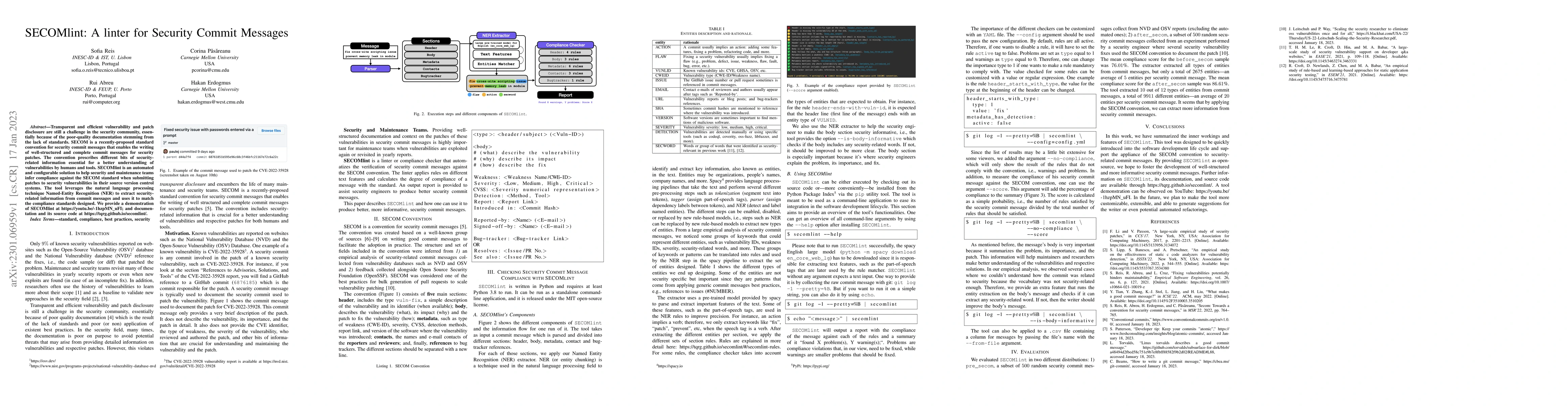 Thumbnail for SECOMlint: A linter for Security Commit Messages
