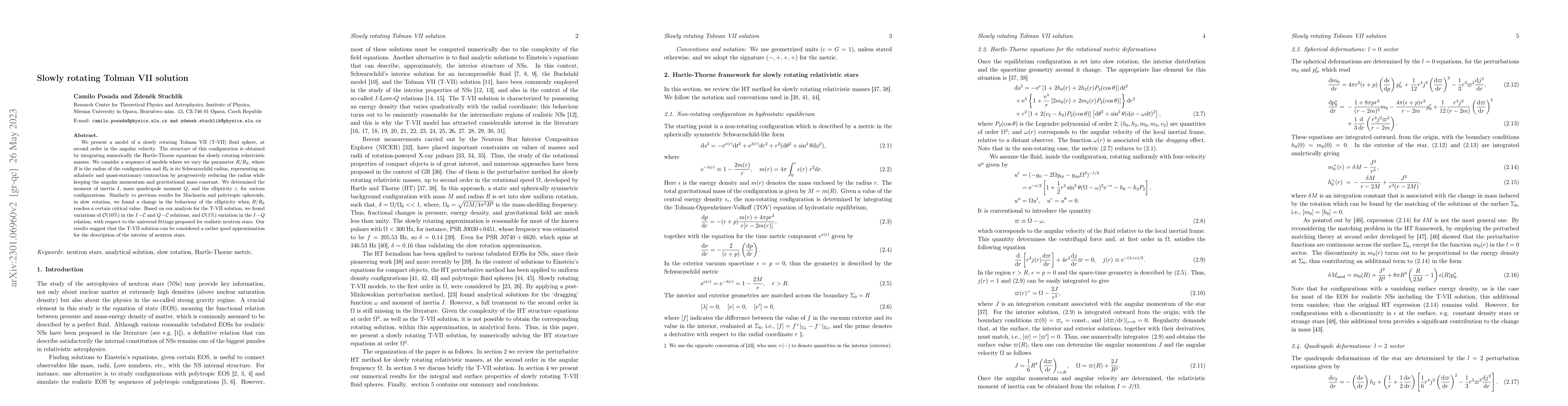 Thumbnail for Slowly rotating Tolman VII solution