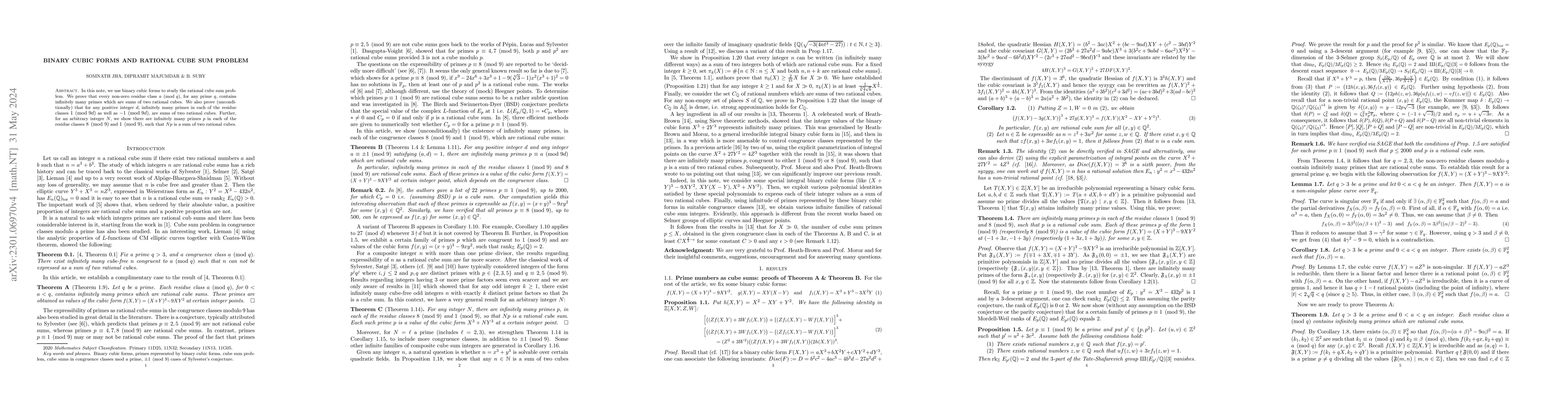 Thumbnail for Binary Cubic Forms and Rational Cube Sum Problem