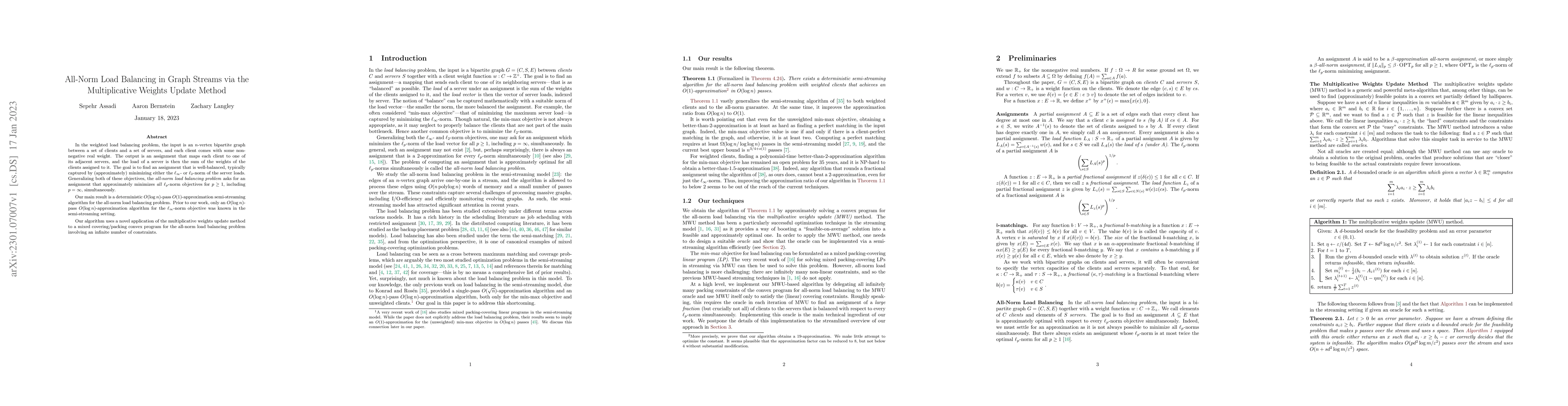 Thumbnail for All-Norm Load Balancing in Graph Streams via the Multiplicative Weights
  Update Method