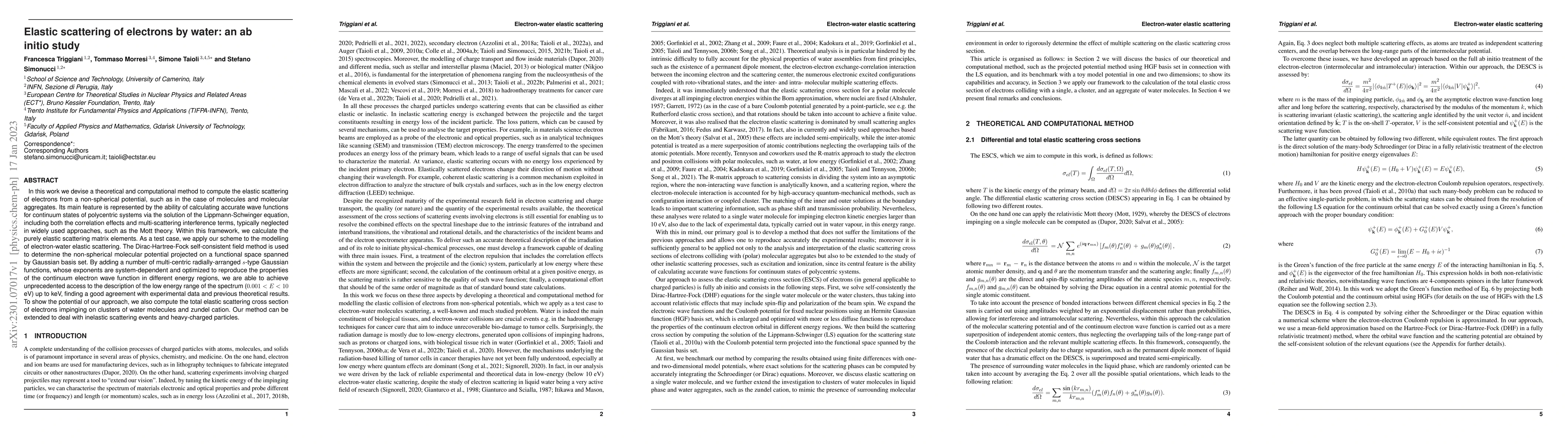 Thumbnail for Elastic scattering of electrons by water: an ab initio study
