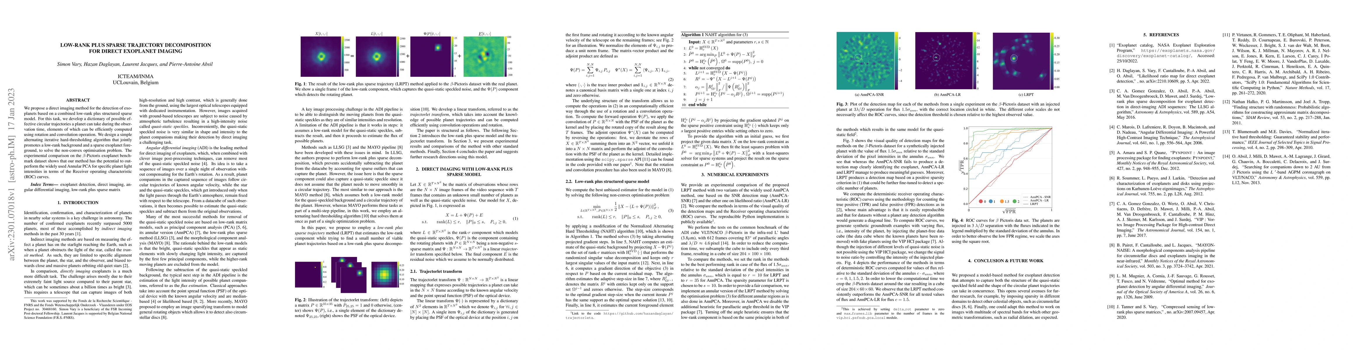 Thumbnail for Low-rank plus sparse trajectory decomposition for direct exoplanet
  imaging