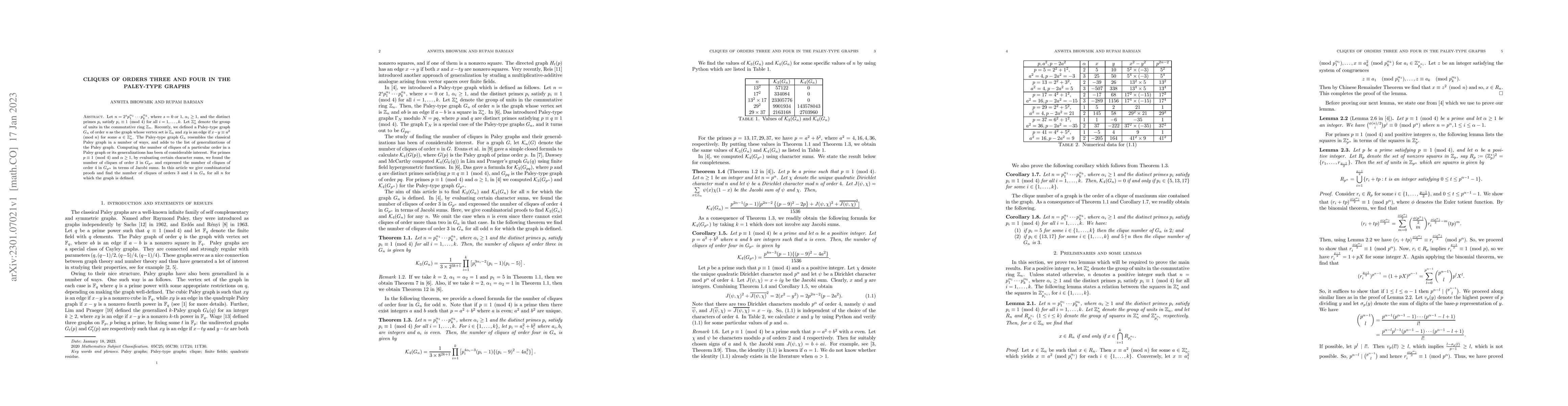 Thumbnail for Cliques of orders three and four in the Paley-type graphs