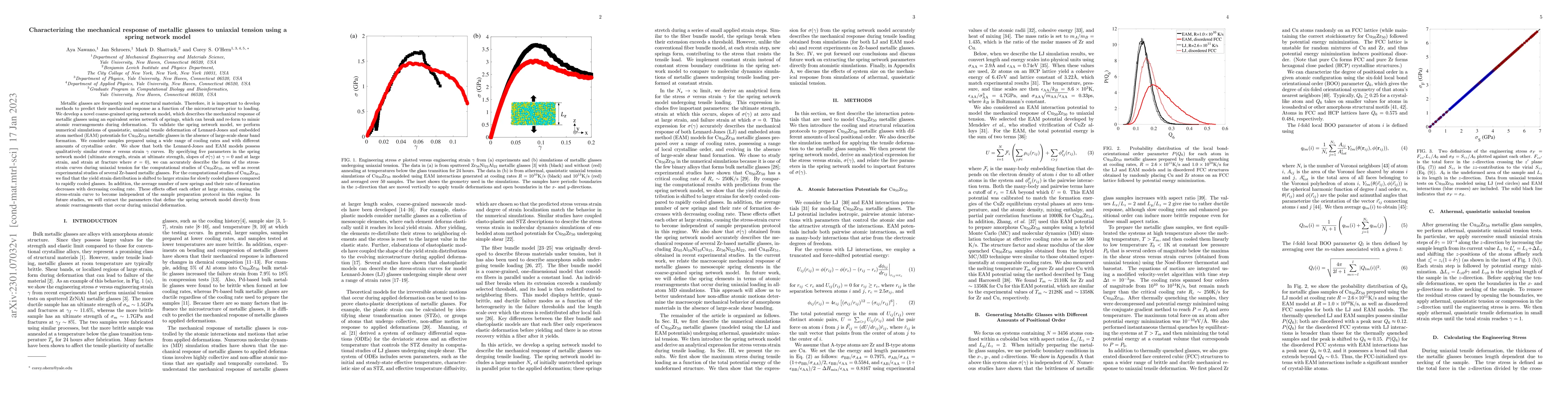 Thumbnail for Characterizing the mechanical response of metallic glasses to uniaxial
  tension using a spring network model