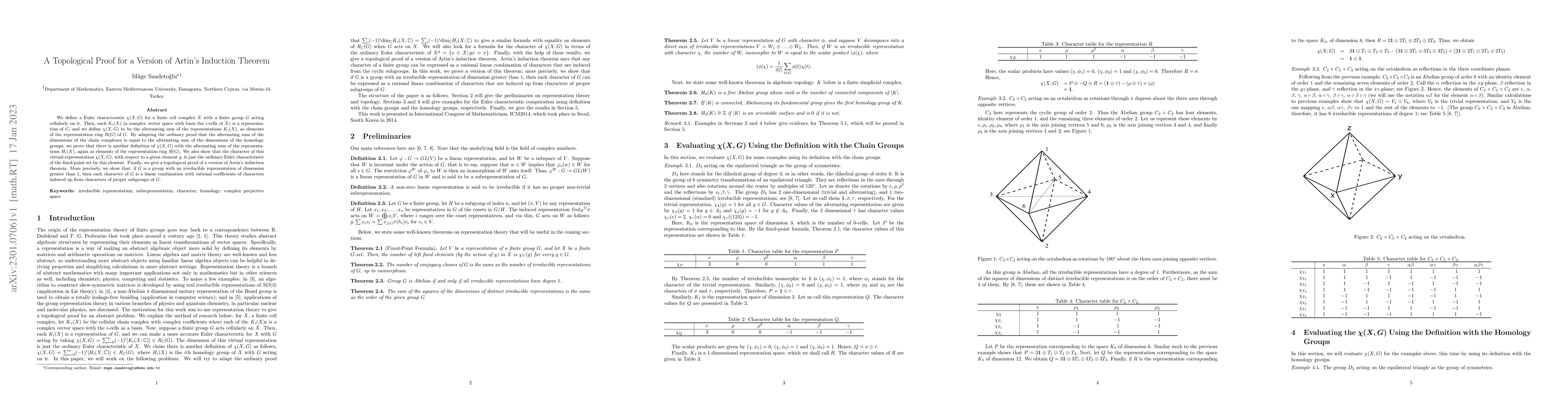Thumbnail for A Topological Proof for a Version of Artin's Induction Theorem