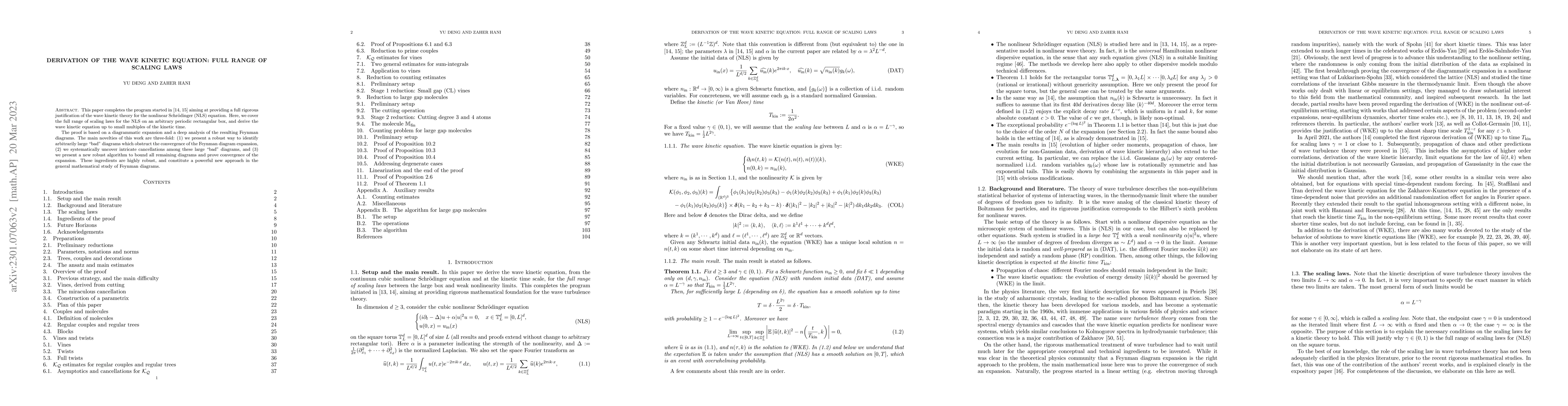 Thumbnail for Derivation of the wave kinetic equation: full range of scaling laws
