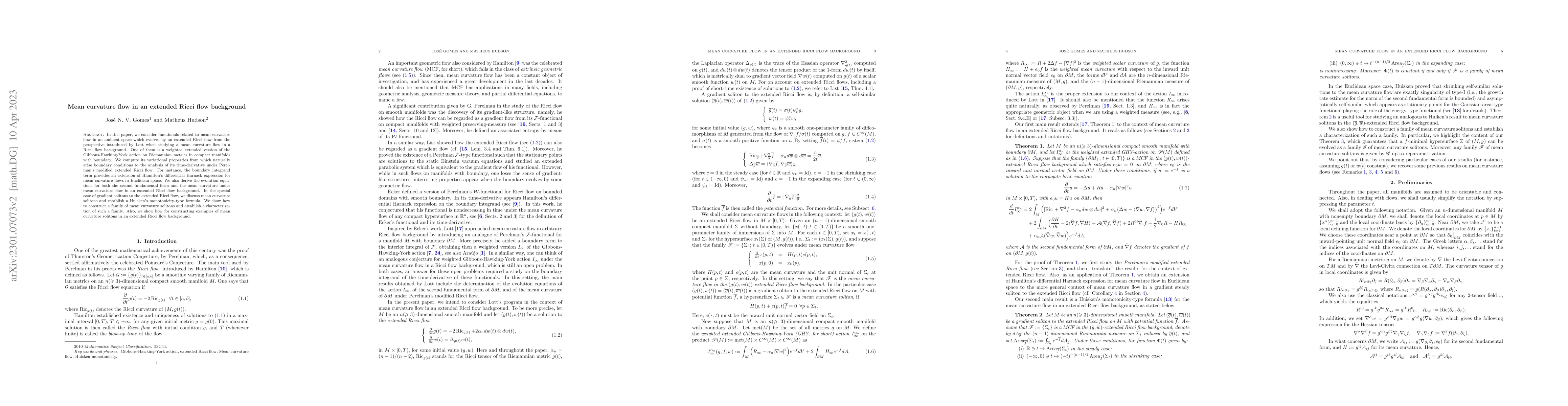 Thumbnail for Mean curvature flow in an extended Ricci flow background